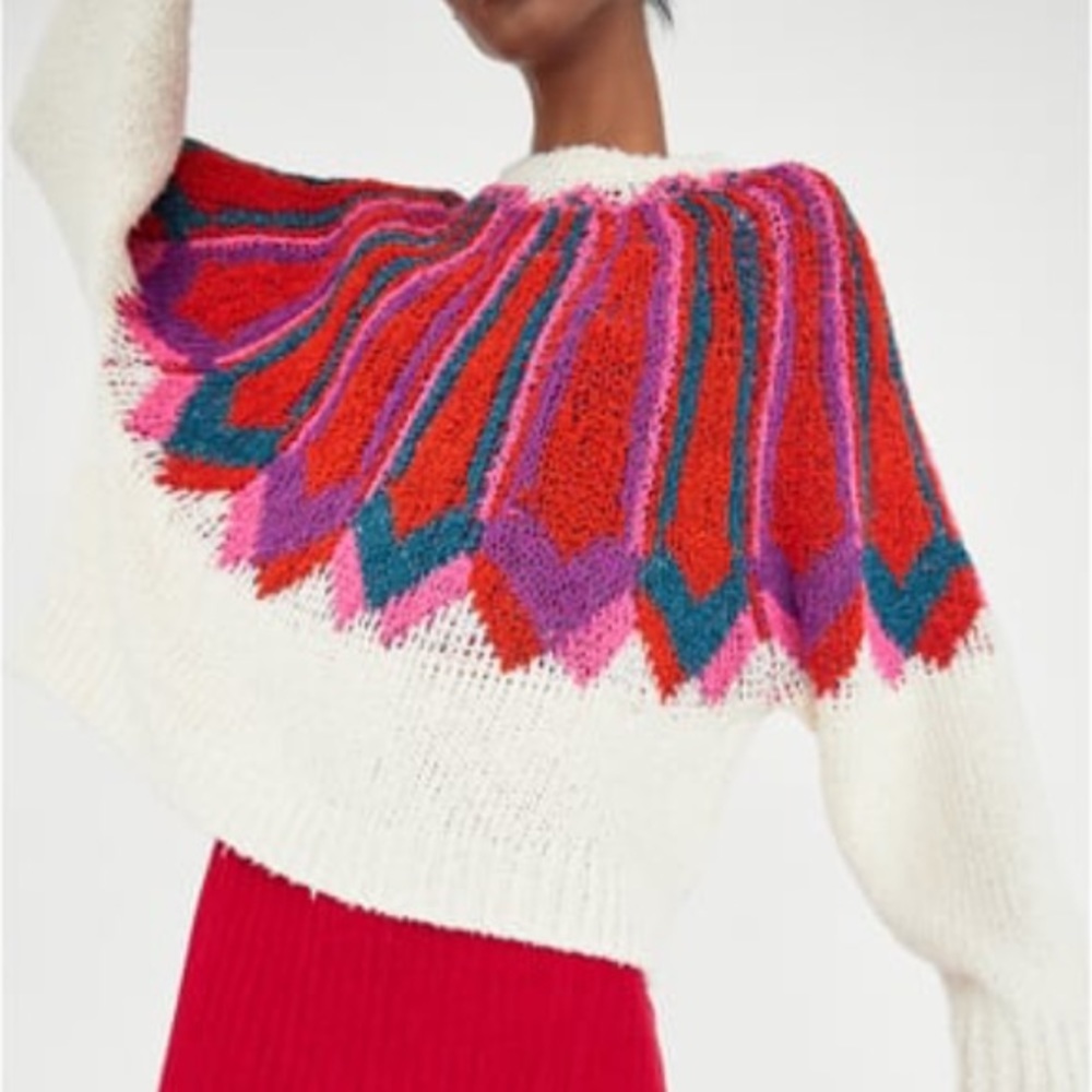 Zara multicolored jacquard sweater - Picture 5 of 8